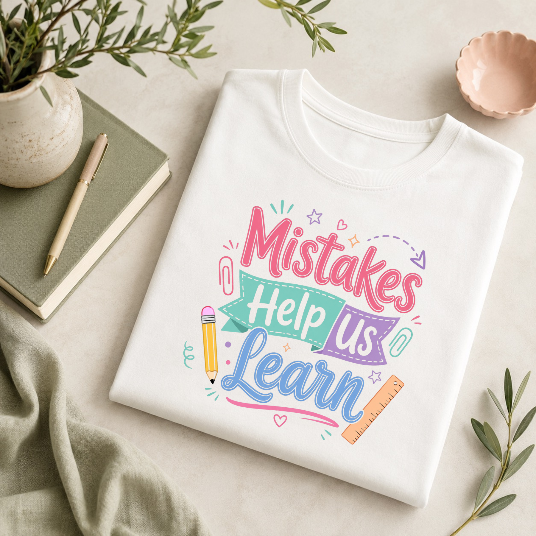 "Mistakes Help Us Learn" Growth-Mindset T-Shirt