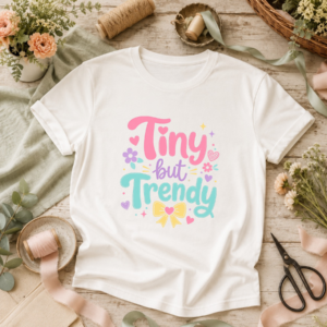 Tiny but Trendy Kids Tee – Pastel Floral & Bow Graphic