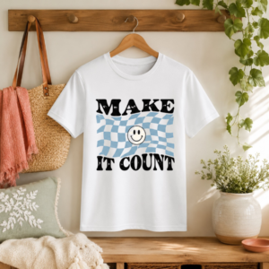 Make It Count Tee Wavy Checkered Smiley Graphic