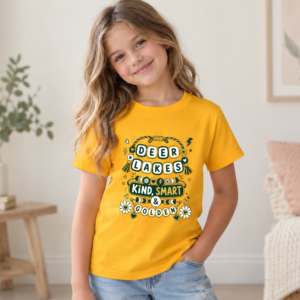 Gold Deer Lakes youth T-shirt with kind smart and golden spirit wear design