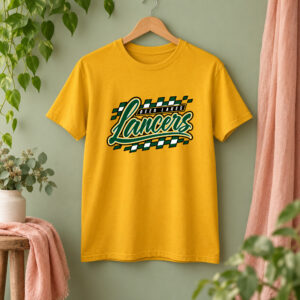 Deer Lakes Lancers Checkered Script Adult Tee