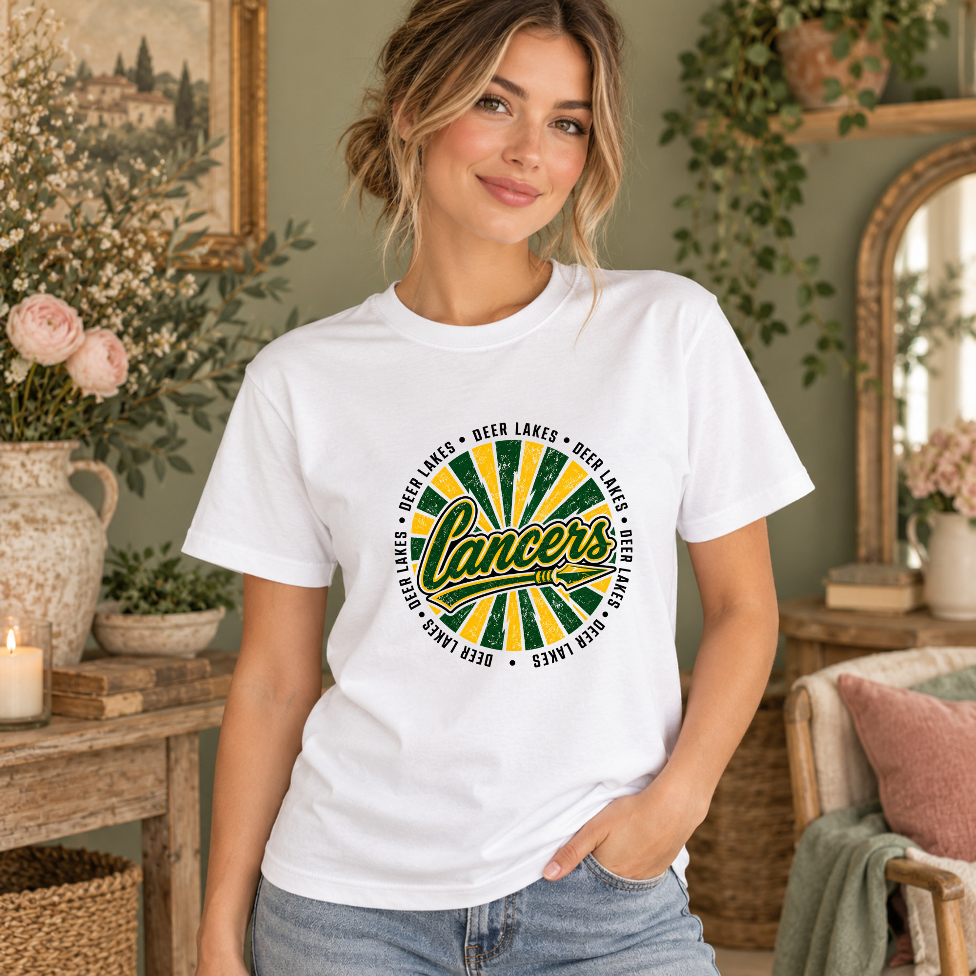 Deer Lakes Lancers Sunburst Adult Tee
