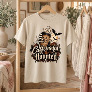 Caffeinated & Haunted Adult Short Sleeve Tee