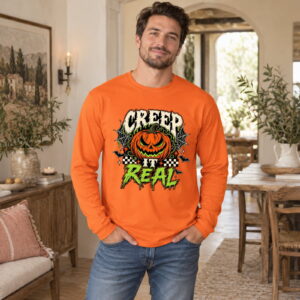 Creep It Real Orange Adult Long Sleeve Tee