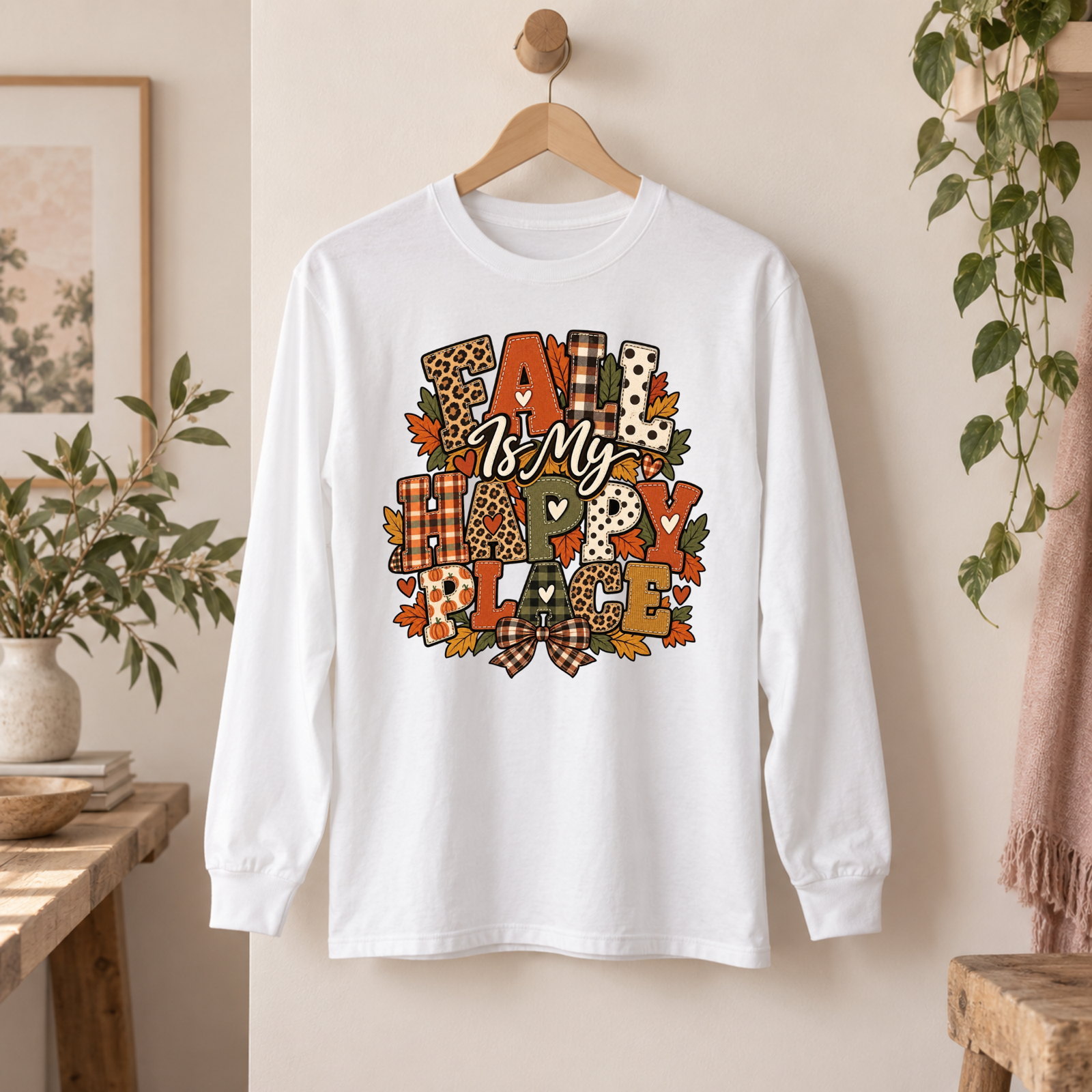Fall Is My Happy Place Adult Long Sleeve Tee