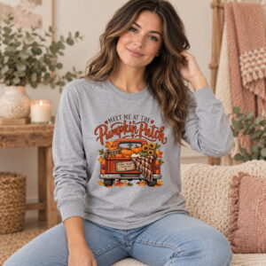 Meet Me at the Pumpkin Patch Truck Adult Long Sleeve Tee