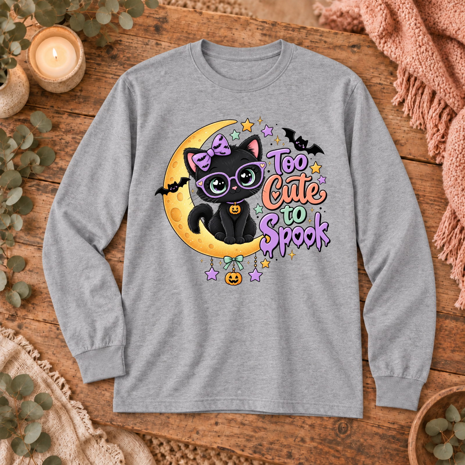 Too Cute to Spook Youth Long Sleeve Tee